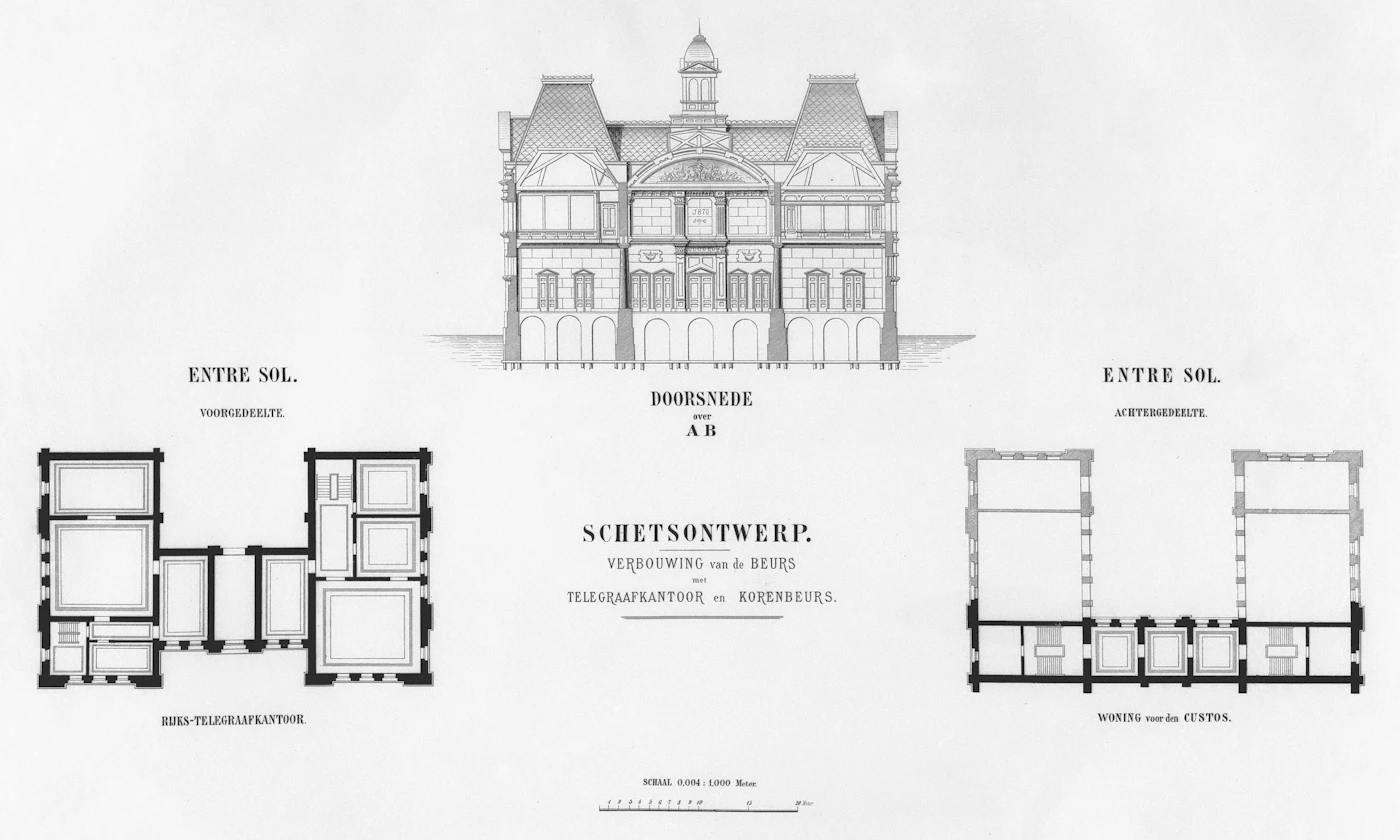 Plans de façades et plans de niveaux sur papier